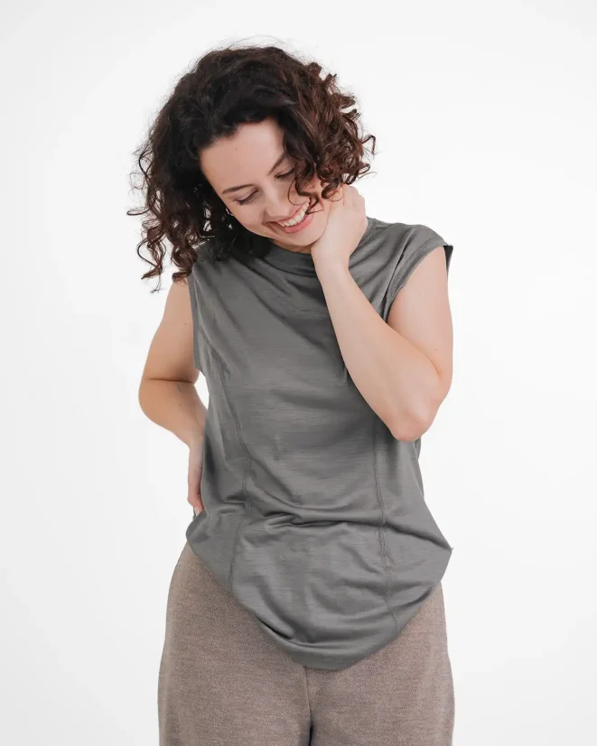 Damen Funktions Tanktop Merino 140 - Farbe: Dunkelviolett, Größe: XL