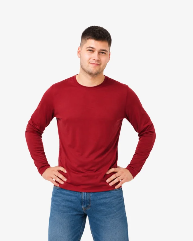 Men´s Functional T-Shirt Merino 140 Long Sleeve - Color: Khaki, Size: XXL