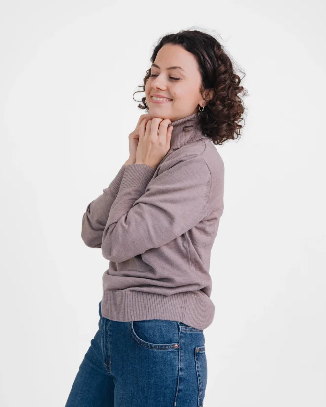 Dámsky rolák z vlny Merino - Farba: Škorica, Veľkosť: XL