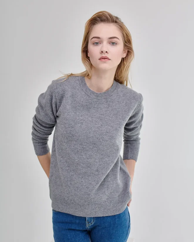 Damski sweter z wełny jagnięcej - Kolor: Oliwkowy, Rozmiar: XS