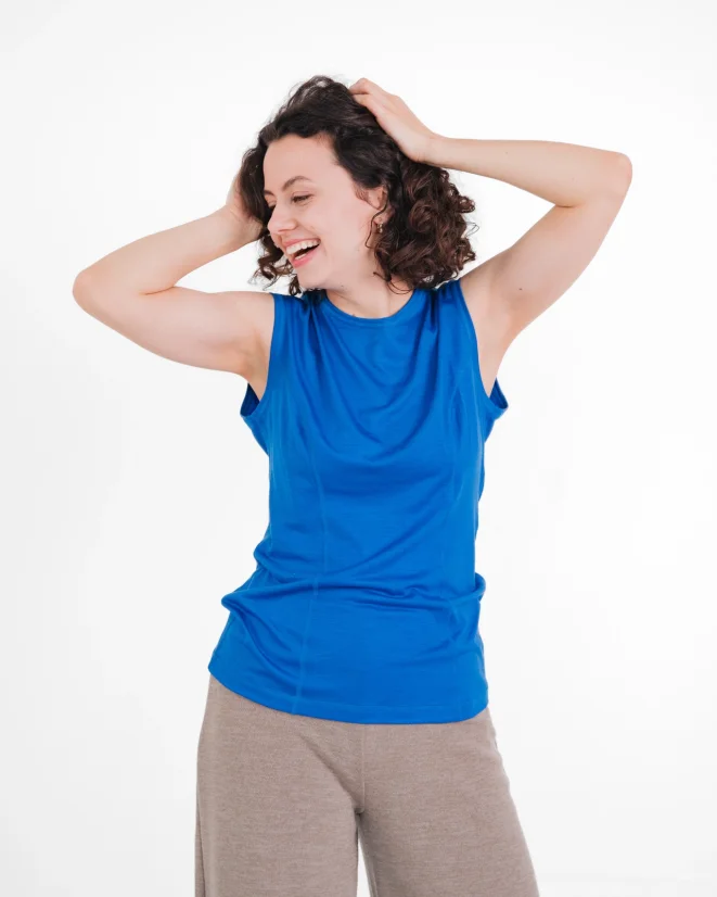 Damen Funktions Tanktop Merino 140 - Farbe: Dunkelviolett, Größe: XL