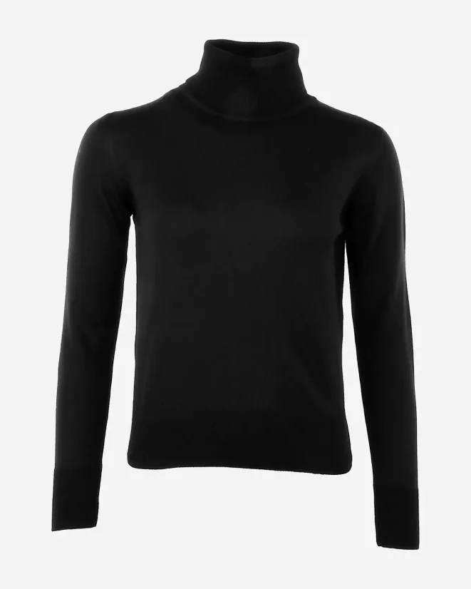 Damen Woll-Rollkragenpullover Bodywarmer - Farbe: Schwarz, Größe: XL
