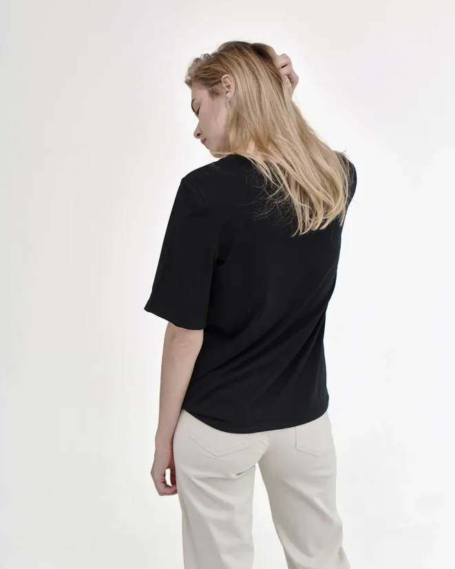 Damen T-Shirt Merino Basic 140 - Farbe: Schwarz, Größe: XXL