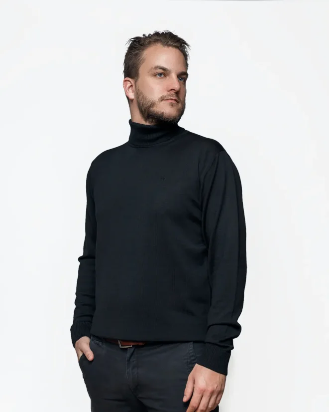 Men´s Merino wool turtleneck - Color: Black, Size: M