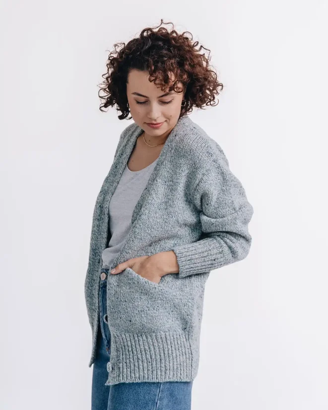 Dámský vlněný kardigan Alpaka Blend - Farba: Svetlo hnedá, Veľkosť: XL-XXL