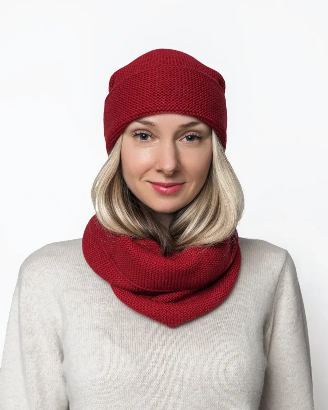 Damen-Wollmütze Merino Extra Fein Bordeaux