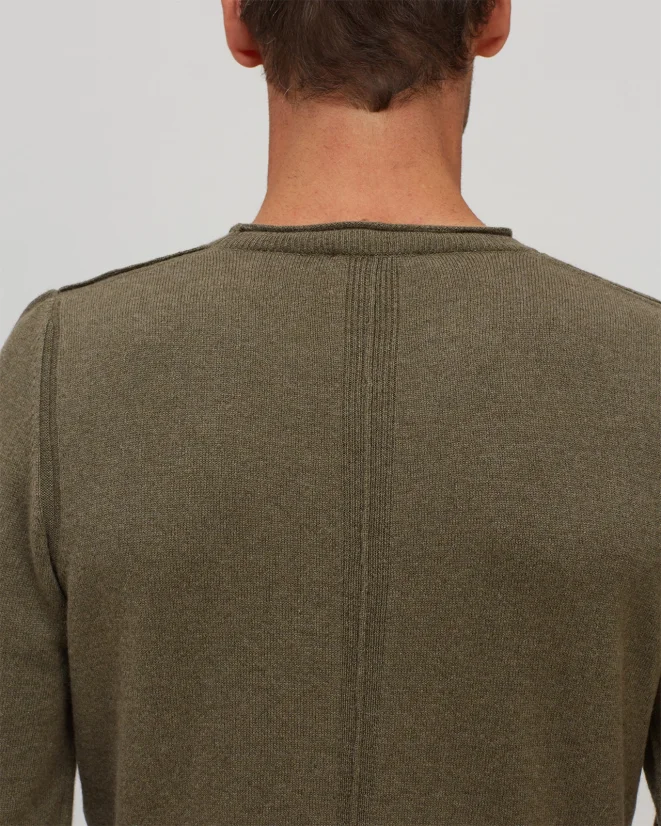 Herren Pullover aus Kaschmir-Mischung - Farbe: Olive, Größe: XXL