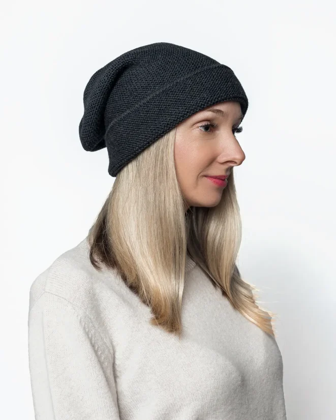 Damen Wollmütze Merino Extra Fein Schwarz