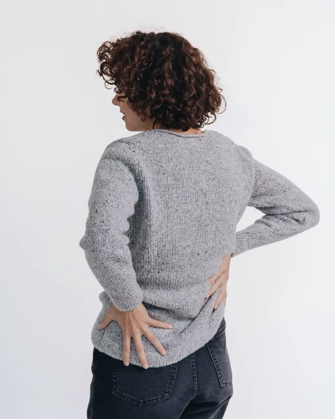 Dámský vlněný slim fit  svetr Alpaka Blend - Barva: Šedá, Velikost: M-L