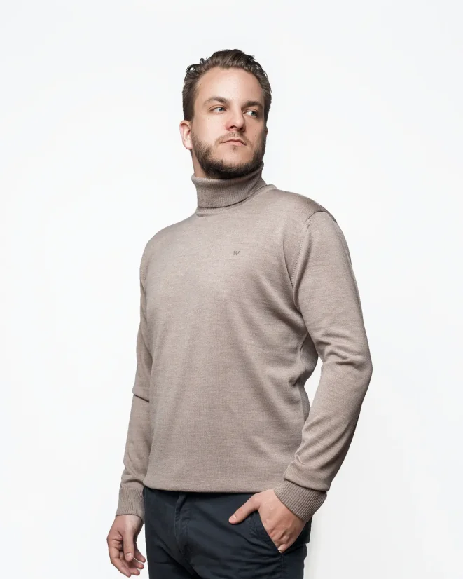 Men´s Merino wool turtleneck - Color: Black, Size: M