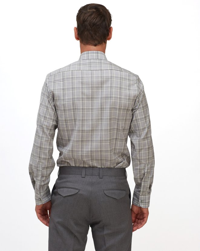 Męska koszula Merino Fancy Slim Shirt - Kolor: Szarobrązowy, Rozmiar: 43-44 Slim