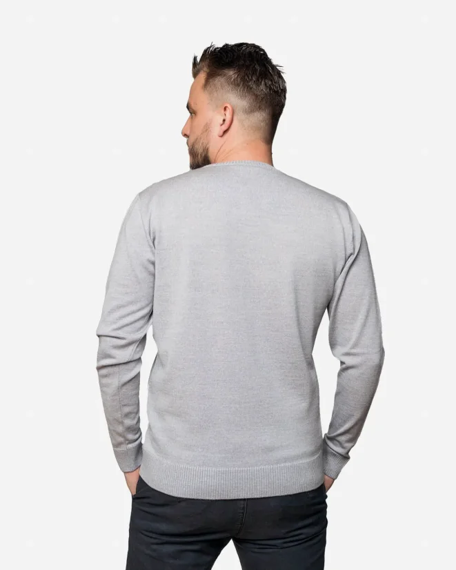 Men´s Merino wool crewneck sweater - Color: Grey, Size: XXL