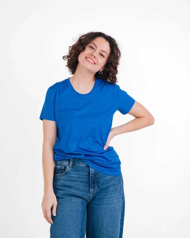 Damen Funktions T-Shirt Merino 140 - Farbe: Hellblau, Größe: XL