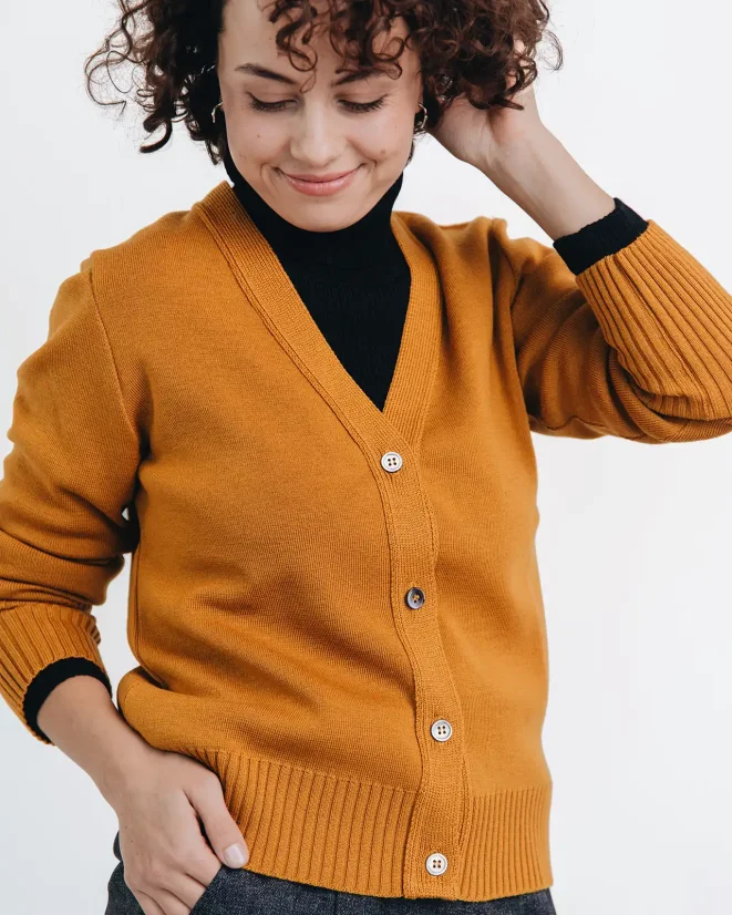 Damen Wollpullover mit Knopfleiste - Farbe: Grau, Größe: L