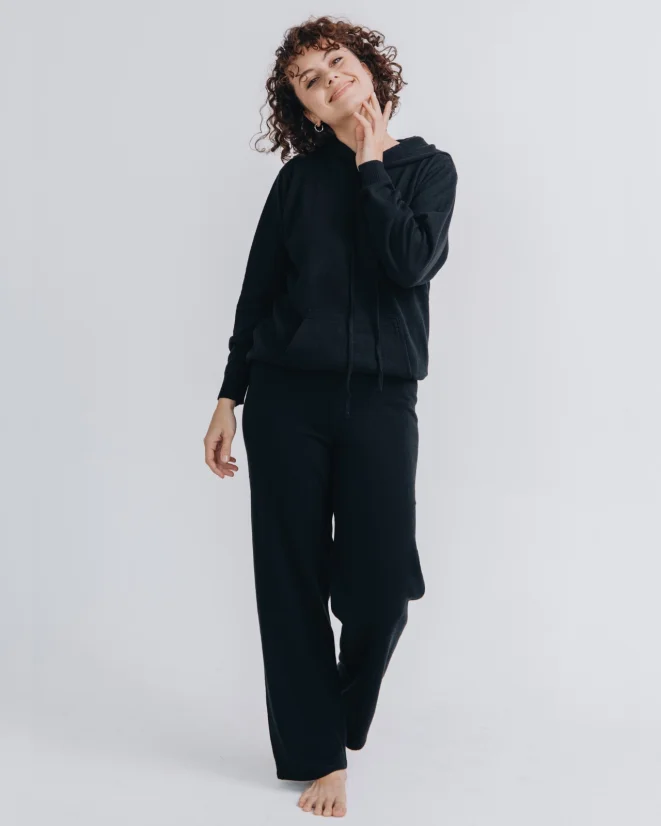 Women´s Cashmere Blend Pants - Color: Black, Size: XS-S