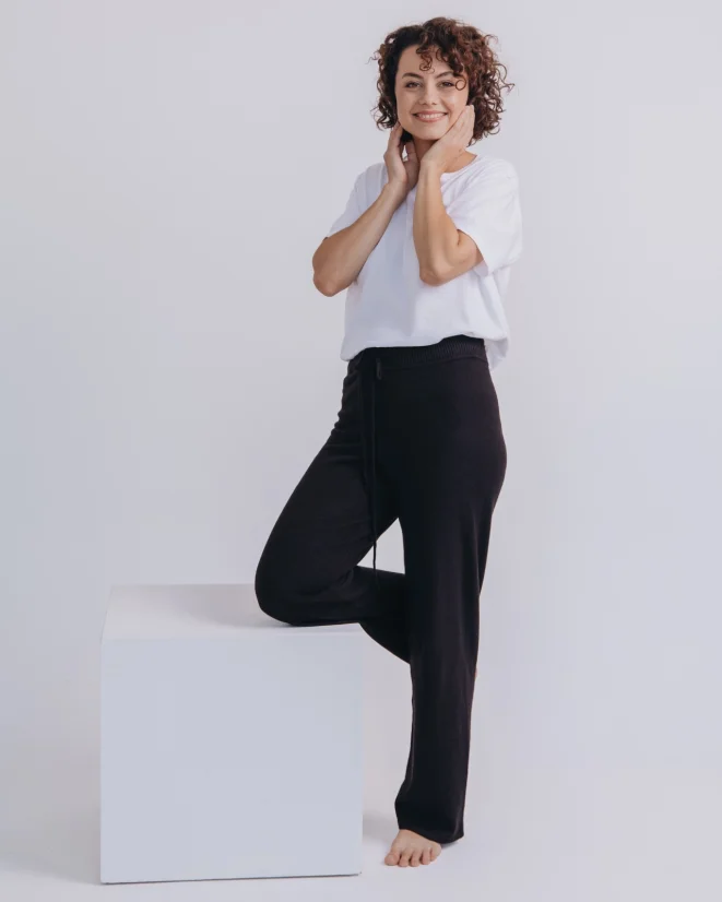Women´s Cashmere Blend Pants - Color: Black, Size: XS-S